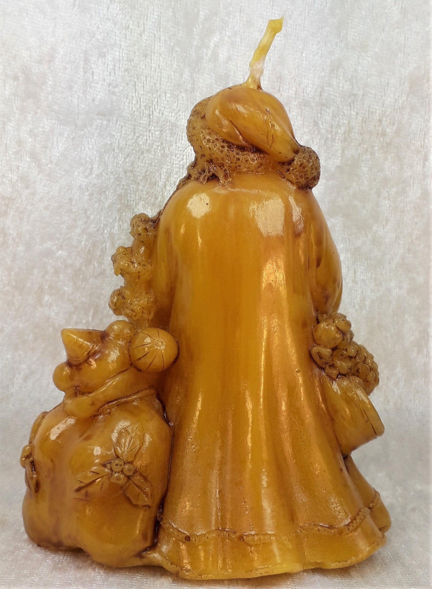 Bienenwachs-Kerze prächtiger Weihnachtsmann, rustikal - Berliner Spezialitäten