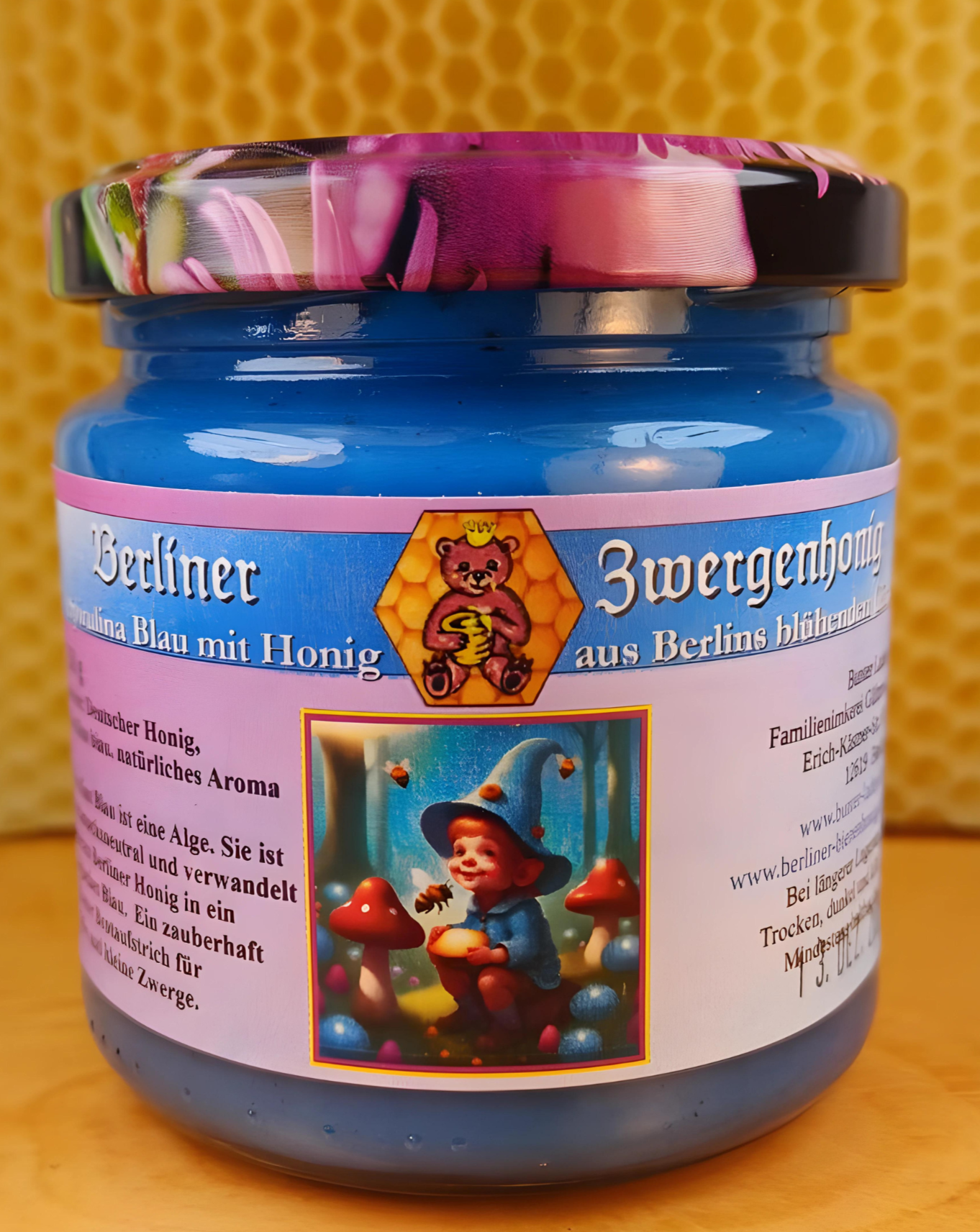 Blauer Zwergen-Honig - Blauer Honig mit Alge Spirulina Blau, 250g netto