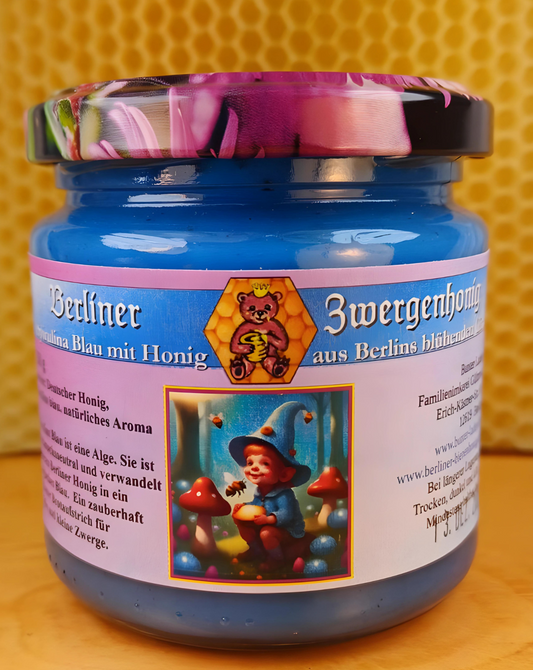 Blauer Zwergen-Honig - Blauer Honig mit Alge Spirulina Blau, 250g netto