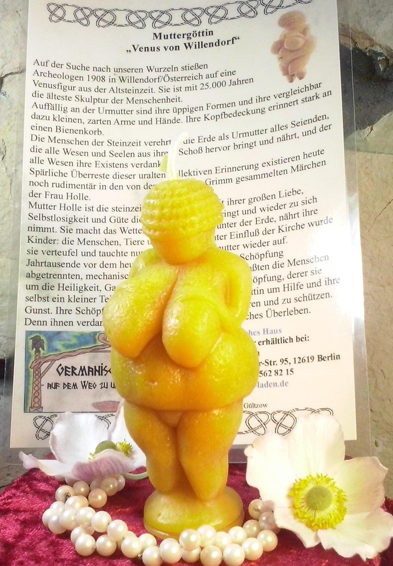 Kerze Venus von Willendorf, Bienenwachs 4,5x10cm - Berliner Spezialitäten