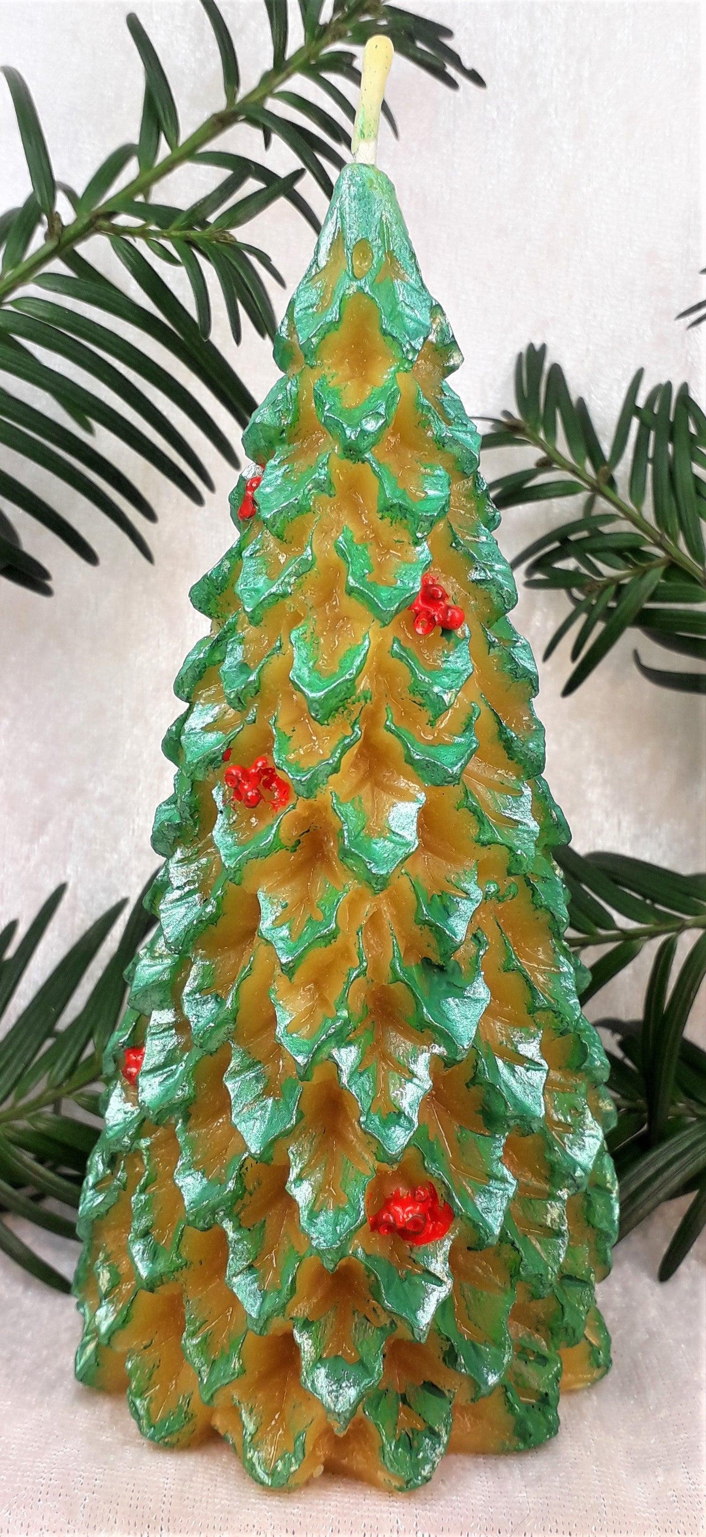 Bienenwachs-Kerze Großer Weihnachtsbaum Größe 7x14 cm - Berliner Spezialitäten