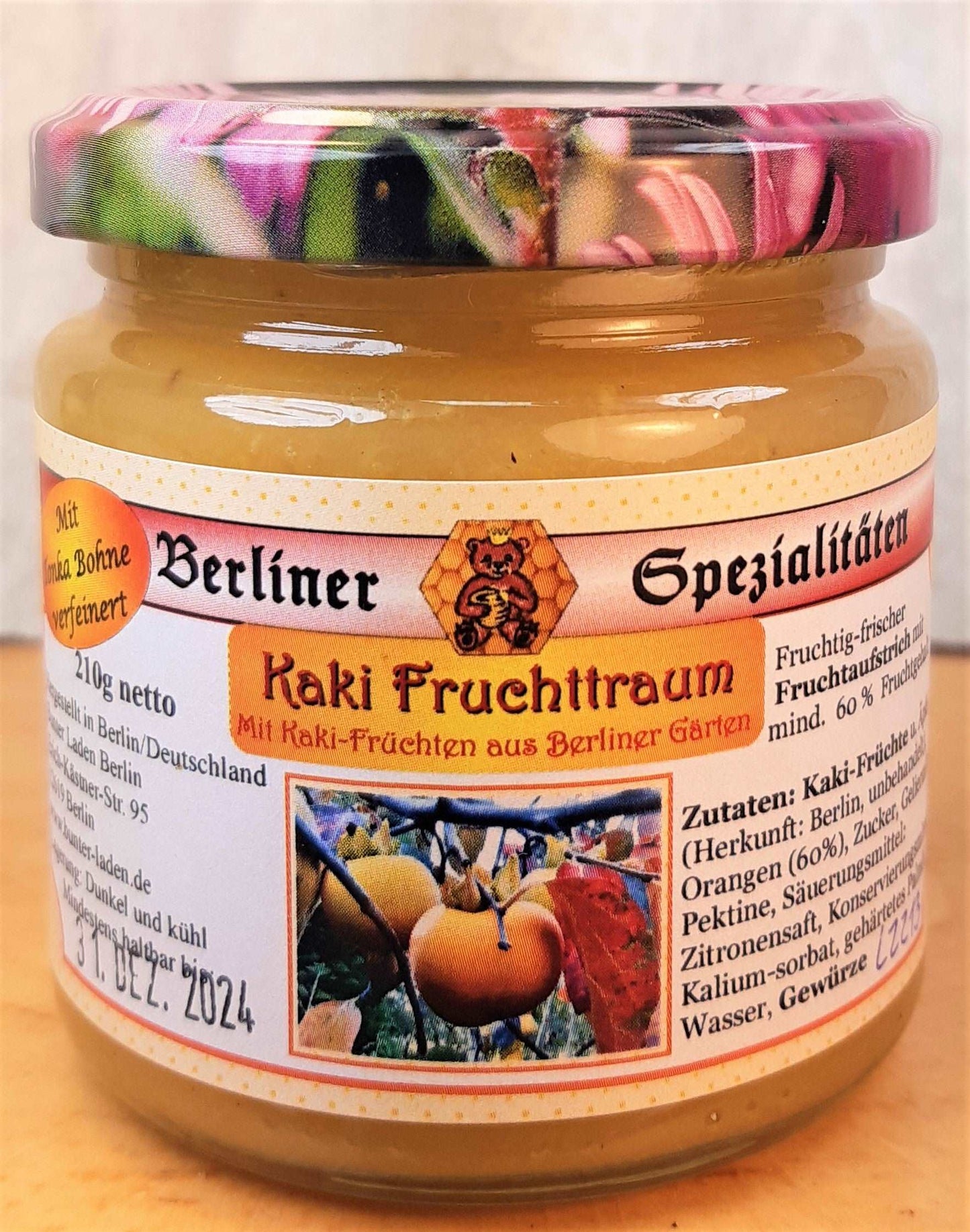 Berliner Kaki-Fruchttraum, Fruchtaufstrich, m Tonkabohne, 210g - Berliner Spezialitäten