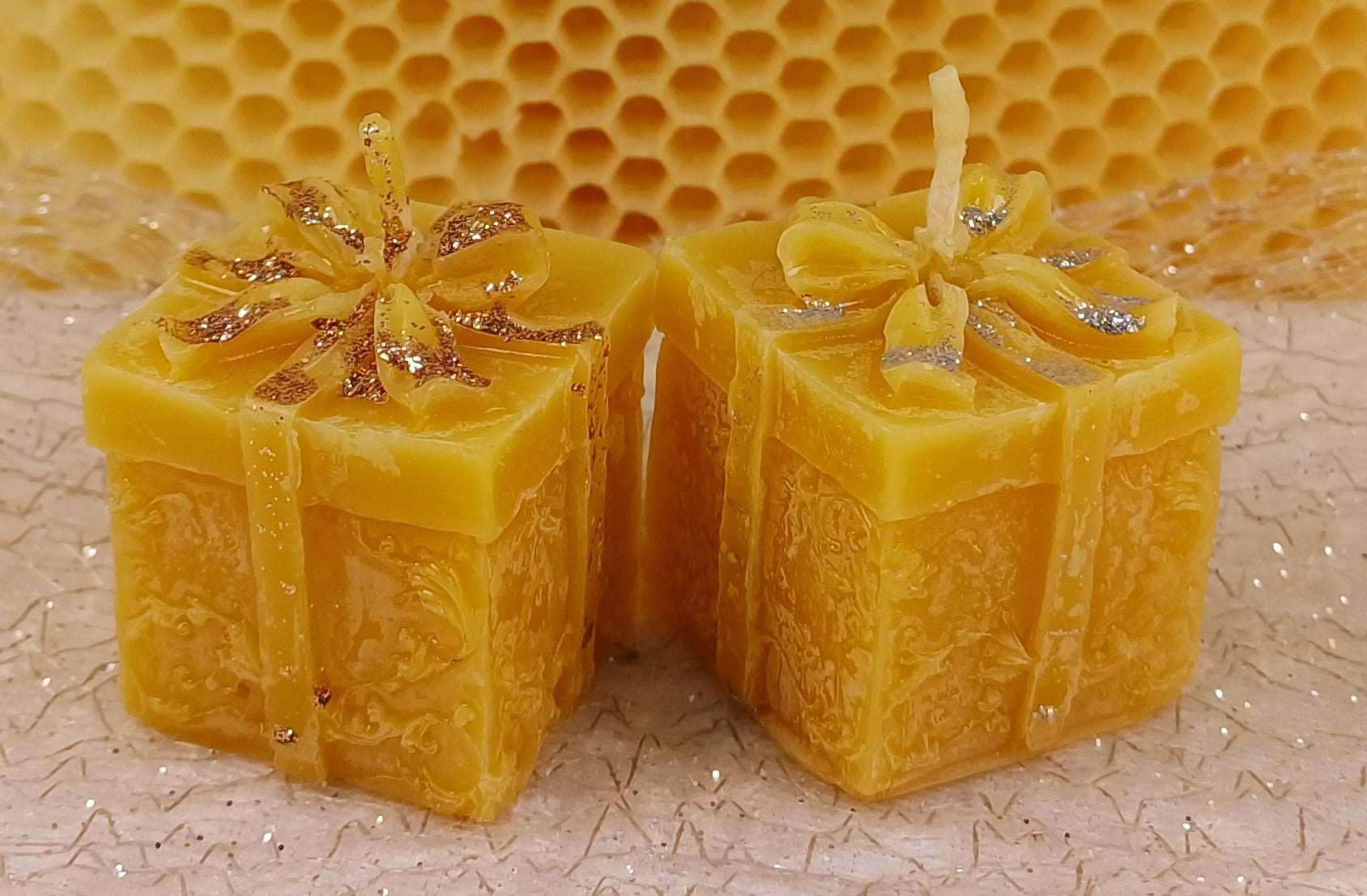 Bienenwachskerze Geschenkbox mit Schleife - Berliner Spezialitäten