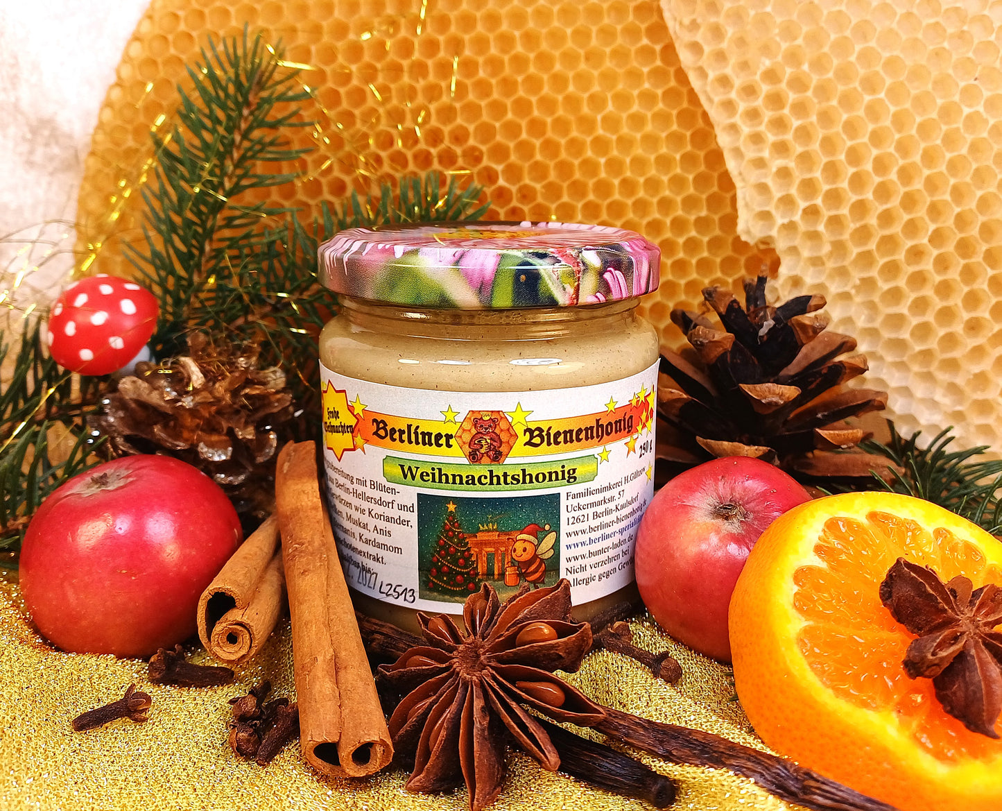 "Weihnachtshonig" - Berliner Honig mit weihnachtlichen Gewürzen, 250g netto