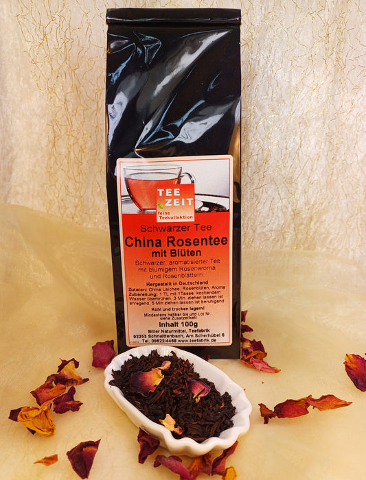 China Rosentee mit Blüten - Schwarzer Tee 100g